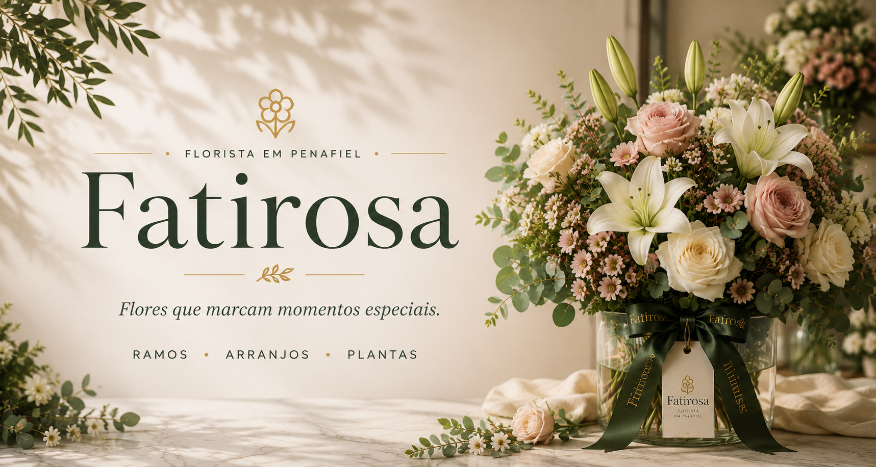 Ramo de rosas cor-de-rosa e brancas na florista Fatirosa em Penafiel